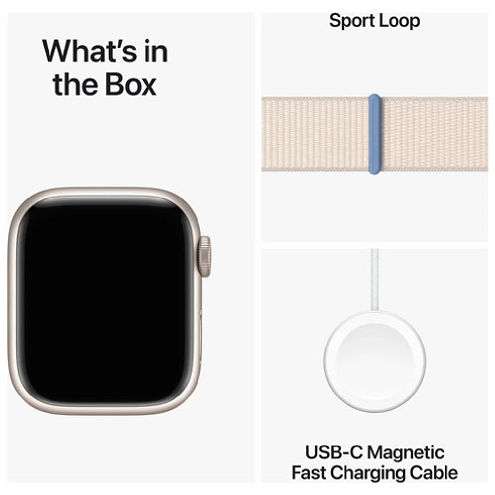 Bell Apple Watch Series 9 (GPS + Cellular) 41mm Starlight Aluminium Case w/Starlight Sport Loop - S - Monthly Financing