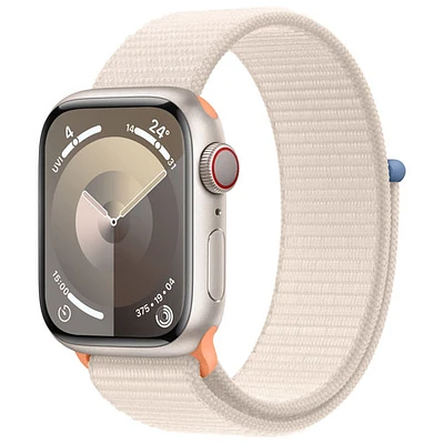 TELUS Apple Watch Series 9 (GPS + Cellular) 41mm Starlight Aluminium Case w/Starlight Sport Loop - S - Monthly Financing