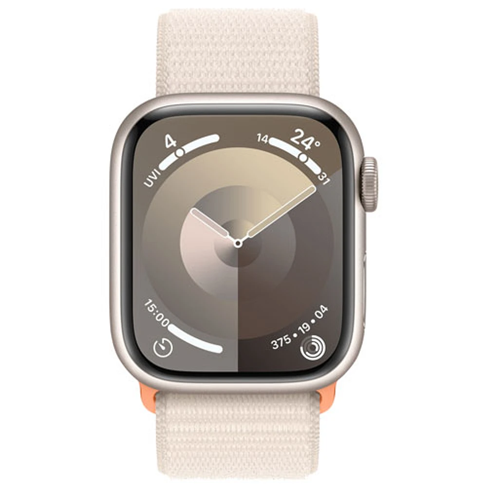 Apple Watch Series 9 (GPS + Cellular) avec boîtier de mm en aluminium comète et bracelet sport à rabat comète par TELUS - Petit