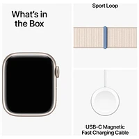 Apple Watch Series 9 (GPS + Cellular) avec boîtier de mm en aluminium comète et bracelet sport à rabat comète par TELUS - Petit