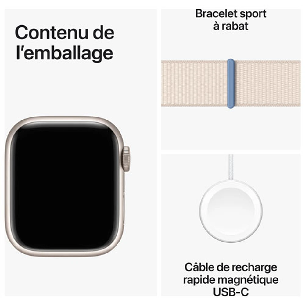 Apple Watch Series 9 (GPS + Cellular) avec boîtier de mm en aluminium comète et bracelet sport à rabat comète par TELUS - Petit