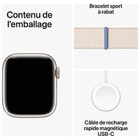 Apple Watch Series 9 (GPS + Cellular) avec boîtier de mm en aluminium comète et bracelet sport à rabat comète par TELUS - Petit