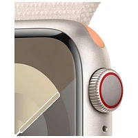 Apple Watch Series 9 (GPS + Cellular) avec boîtier de mm en aluminium comète et bracelet sport à rabat comète par TELUS - Petit