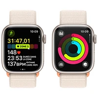 Apple Watch Series 9 (GPS + Cellular) avec boîtier de mm en aluminium comète et bracelet sport à rabat comète par TELUS - Petit