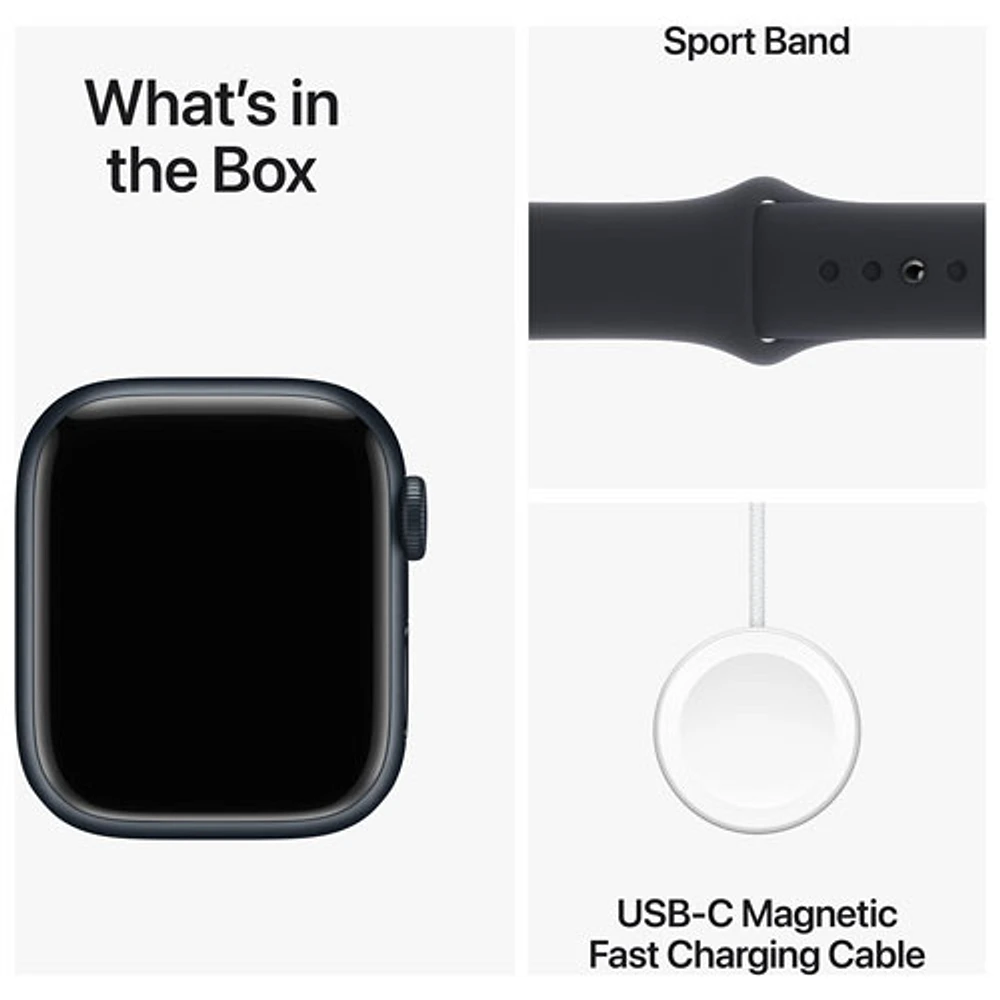 Bell Apple Watch Series 9 (GPS + Cellular) 41mm Midnight Aluminium Case w/Midnight Sport Band - S/ M - Monthly Financing