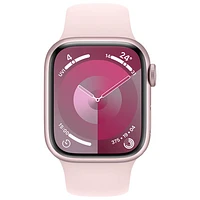 Apple Watch Series 9 (GPS + Cellular) avec boîtier de mm en aluminium rose et bracelet sport rose dragée par Rogers - Moyen/Grand