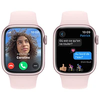 Apple Watch Series 9 (GPS + Cellular) avec boîtier de mm en aluminium rose et bracelet sport rose dragée par Rogers - Moyen/Grand