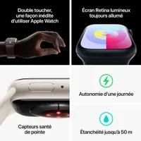 Apple Watch Series 9 (GPS + Cellular) avec boîtier de mm en aluminium rose et bracelet sport rose dragée par Rogers - Moyen/Grand