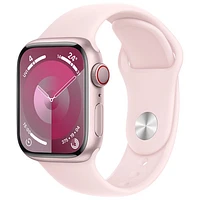 Apple Watch Series 9 (GPS + Cellular) avec boîtier de mm en aluminium rose et bracelet sport rose dragée par TELUS - Moyen/Grand