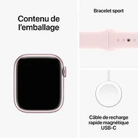 Apple Watch Series 9 (GPS + Cellular) avec boîtier de mm en aluminium rose et bracelet sport rose dragée par TELUS - Moyen/Grand