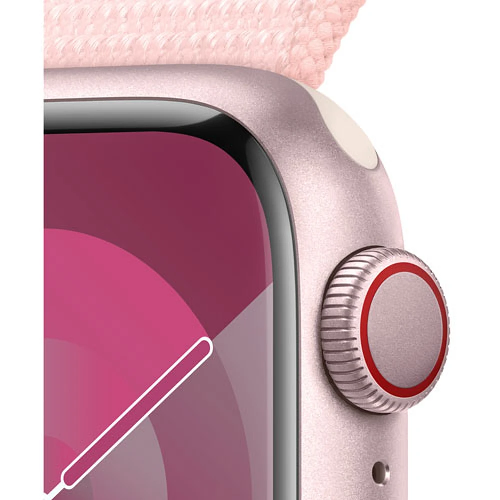 Bell Apple Watch Series 9 (GPS + Cellular) 41mm Pink Aluminum Case w/Light Pink Sport Loop - S - Monthly Financing