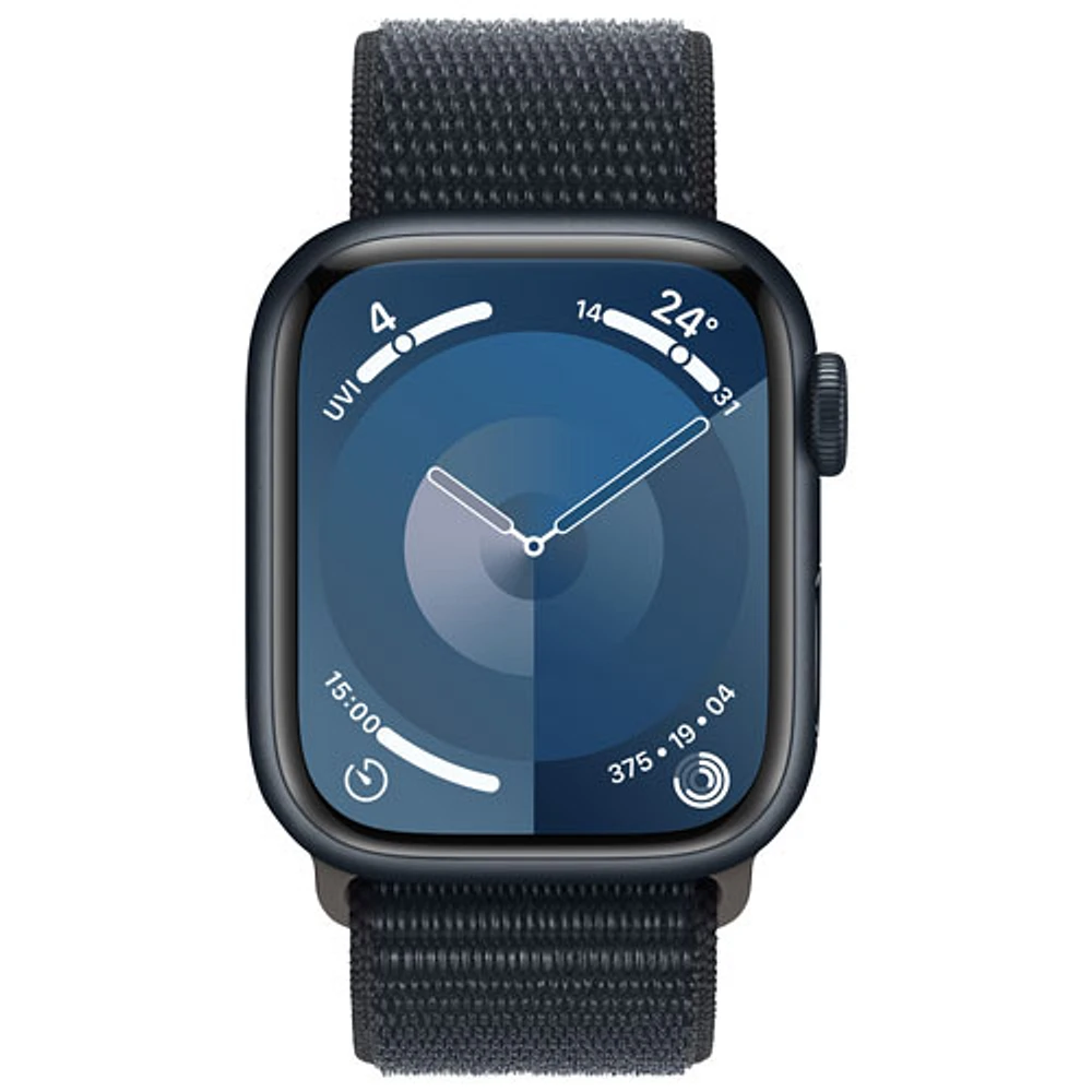 Bell Apple Watch Series 9 (GPS + Cellular) 41mm Midnight Aluminum Case w/Midnight Sport Loop - S - Monthly Financing