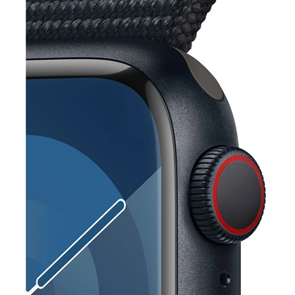 Bell Apple Watch Series 9 (GPS + Cellular) 41mm Midnight Aluminum Case w/Midnight Sport Loop - S - Monthly Financing