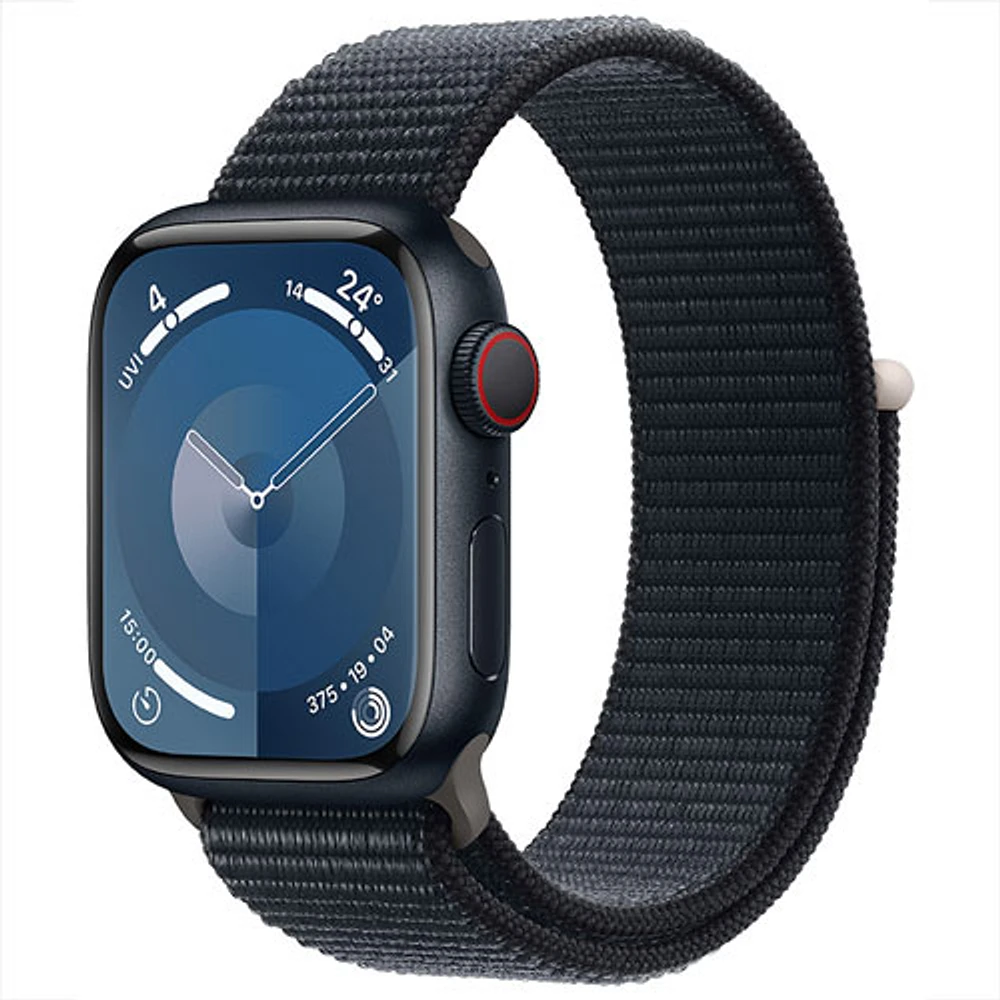 Rogers Apple Watch Series 9 (GPS + Cellular) 41mm Midnight Aluminum Case w/Midnight Sport Loop - S - Monthly Financing