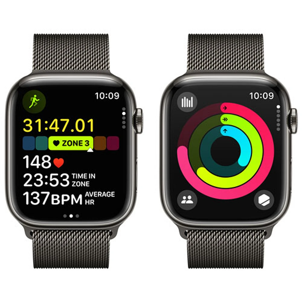 Rogers Apple Watch Series 9 (GPS + Cellular) 45mm Graphite Stainless Steel Case w/ Graphite Milanese Loop - Monthly Financing