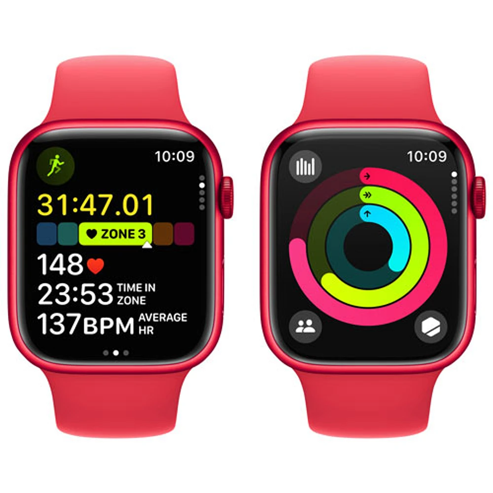 TELUS Apple Watch Series 9 (GPS + Cellular) 45mm (PRODUCT)RED Aluminum Case w/ (PRODUCT)RED Sport Band - M