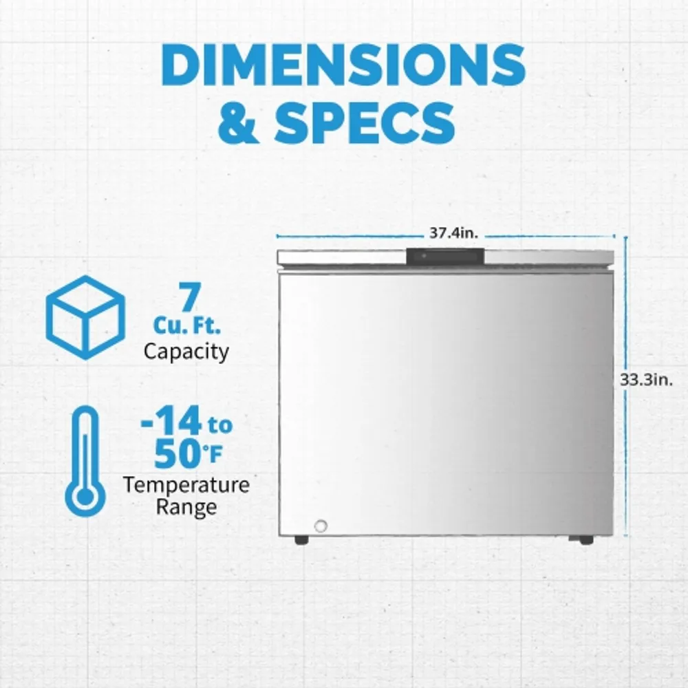 Newair 6.7 Cu. Ft. Compact Chest Freezer in Cool Gray, Digital Temperature  Control, Fast Freeze Mode, Door Alarm, Wire Basket (NFT070GA00) - Gray