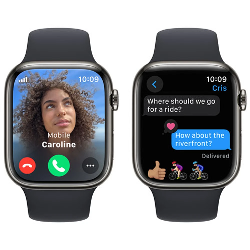 Rogers Apple Watch Series 9 (GPS + Cellular) 45mm Graphite Stainless Steel Case w/ Midnight Sport Band - M/L - Monthly Financing