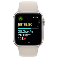 TELUS Apple Watch SE (GPS + Cellular) 40mm Starlight Aluminum Case w/Starlight Sport Band - S/M - Monthly Financing