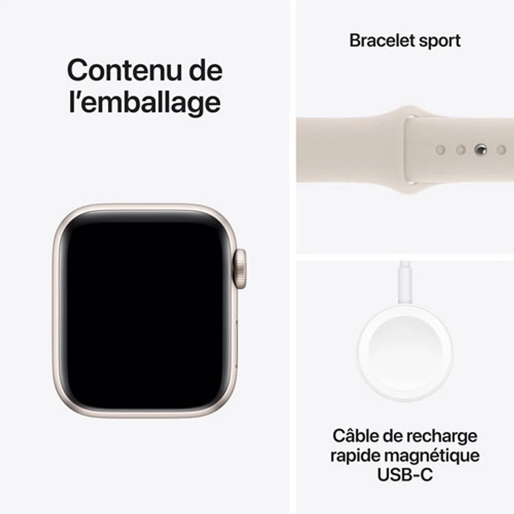 Apple Watch SE (GPS + Cellular) avec boîtier de mm en aluminium comète et bracelet sport comète par Rogers - Moyen/Grand