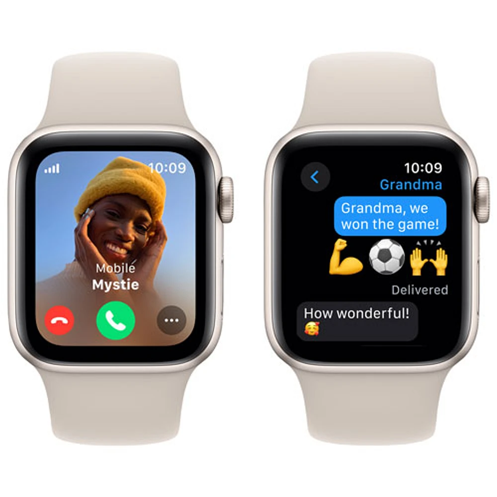 Apple Watch SE (GPS + Cellular) avec boîtier de mm en aluminium comète et bracelet sport comète par Rogers - Moyen/Grand