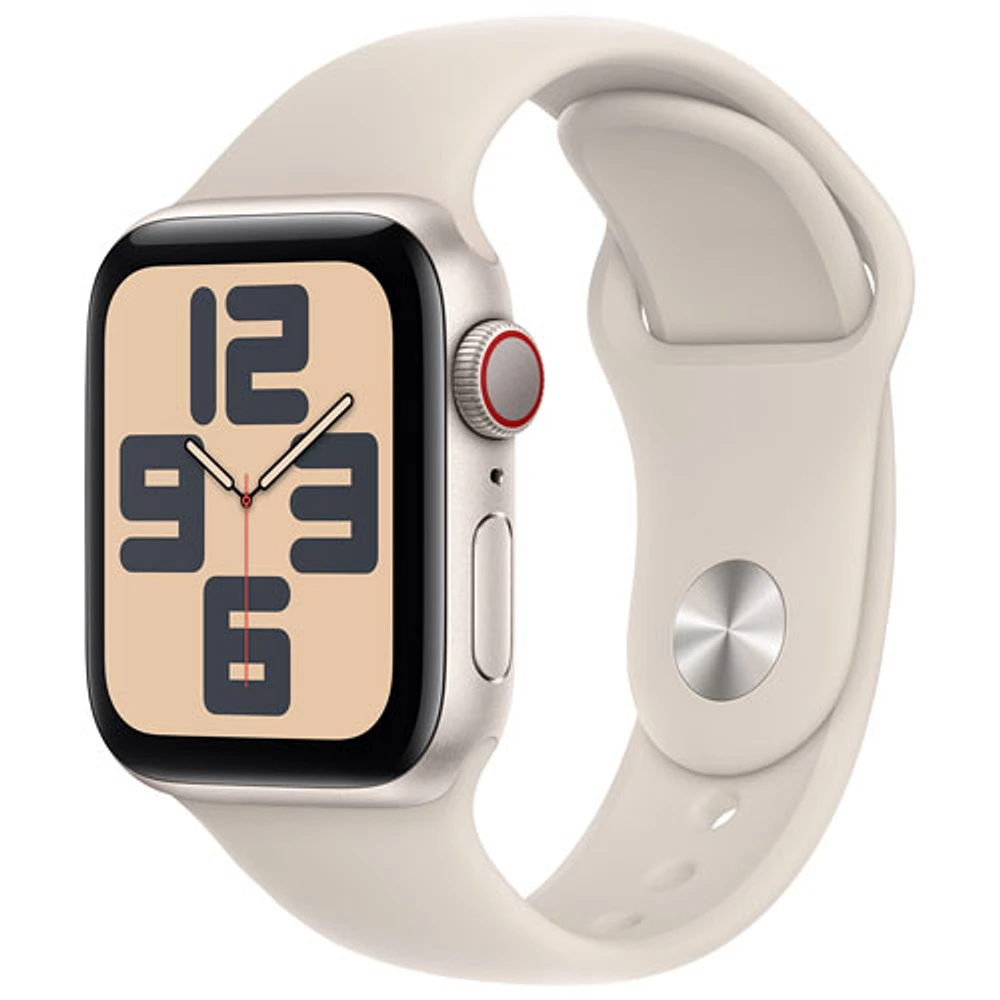 Apple Watch SE (GPS + Cellular) avec boîtier de mm en aluminium comète et bracelet sport comète par TELUS - Moyen/Grand