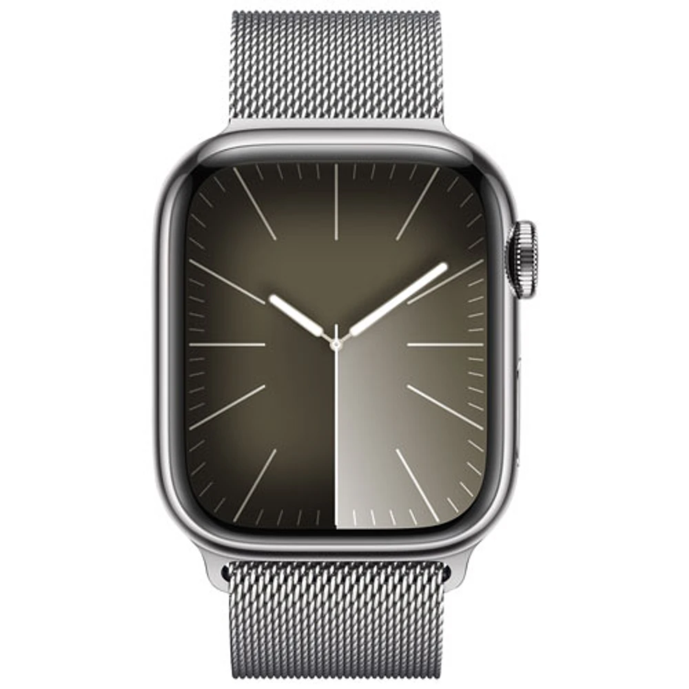 Rogers Apple Watch Series 9 (GPS + Cellular) 41mm Silver Stainless Steel Case w/Silver Stainless Steel Milanese Loop - S - Monthly Financing