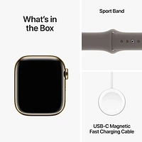 Apple Watch Series 9 (GPS + Cellular) avec boîtier de mm en acier inoxydable doré et bracelet sport argile par TELUS - Moyen/Grand