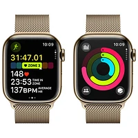 Apple Watch Series 9 (GPS + Cellular) avec boîtier de 41 mm en acier inoxydable doré et bracelet milanais en acier inoxydable doré par TELUS - Petit - Financement mensuel