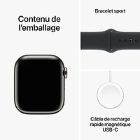 Apple Watch Series 9 (GPS + Cellular) avec boîtier de 41 mm en acier inoxydable graphite et bracelet sport minuit par TELUS - Moyen/Grand - Financement mensuel