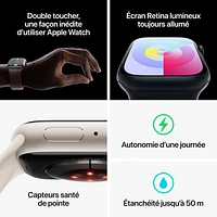 Apple Watch Series 9 (GPS + Cellular) avec boîtier de 41 mm en acier inoxydable graphite et bracelet sport minuit par TELUS - Moyen/Grand - Financement mensuel