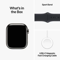Apple Watch Series 9 (GPS + Cellular) avec boîtier de 41 mm en acier inoxydable graphite et bracelet sport minuit par TELUS - Moyen/Grand - Financement mensuel
