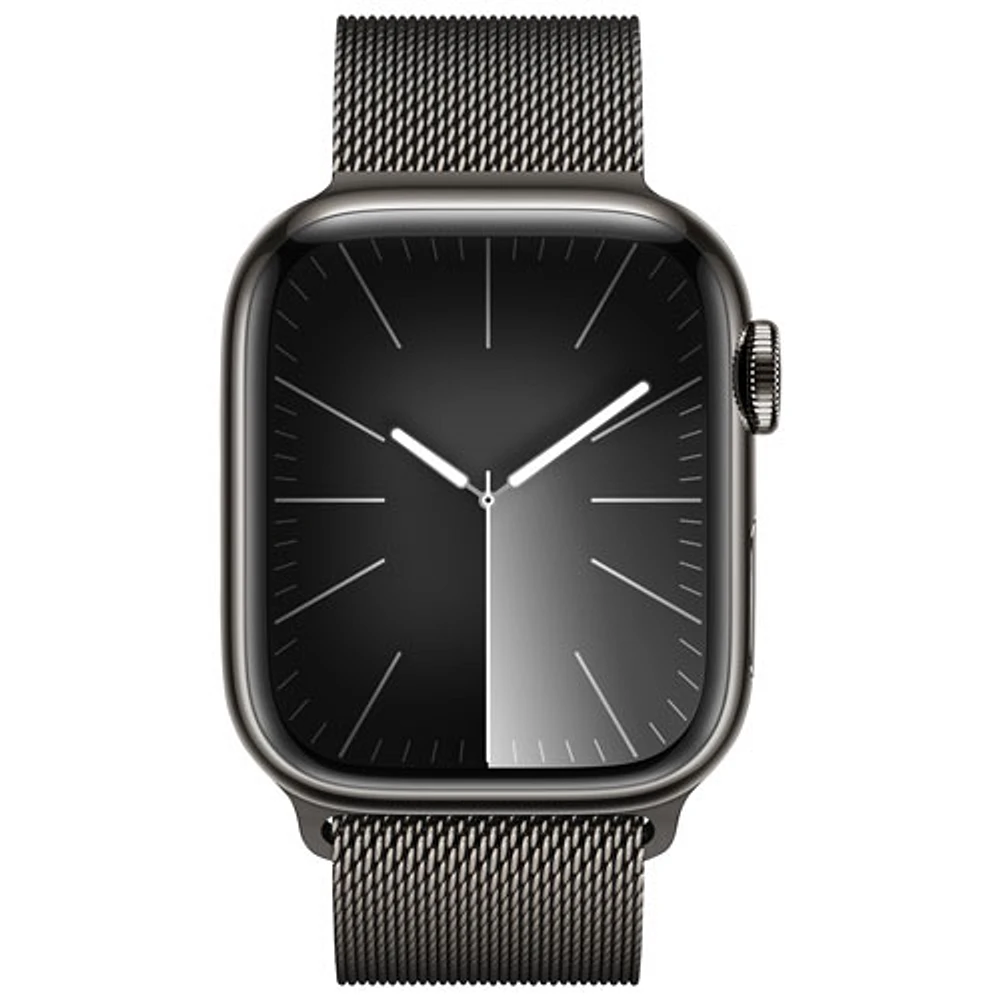 Rogers Apple Watch Series 9 (GPS + Cellular) 41mm Graphite Stainless Steel Case w/ Graphite Stainless Steel Milanese Loop - S - Monthly Financing