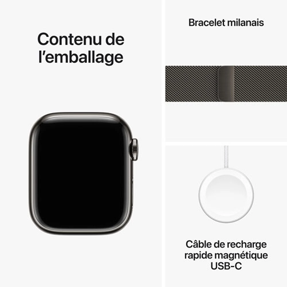 Rogers Apple Watch Series 9 (GPS + Cellular) 41mm Graphite Stainless Steel Case w/ Graphite Stainless Steel Milanese Loop - S - Monthly Financing