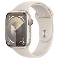 Bell Apple Watch Series 9 (GPS + Cellular) 45mm Starlight Aluminium Case w/Starlight Sport Band - S/M - Monthly Financing