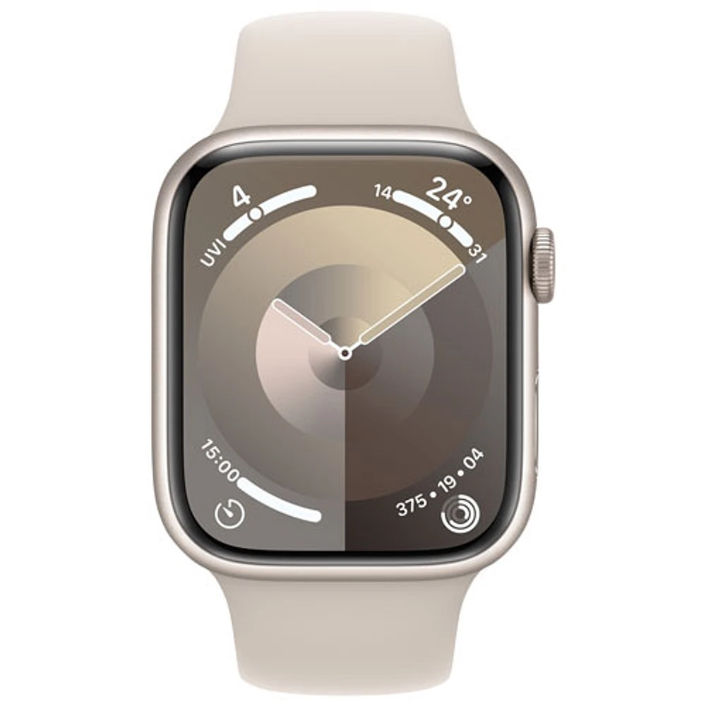 Bell Apple Watch Series 9 (GPS + Cellular) 45mm Starlight Aluminium Case w/Starlight Sport Band - S/M - Monthly Financing