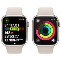 Bell Apple Watch Series 9 (GPS + Cellular) 45mm Starlight Aluminium Case w/Starlight Sport Band - S/M - Monthly Financing