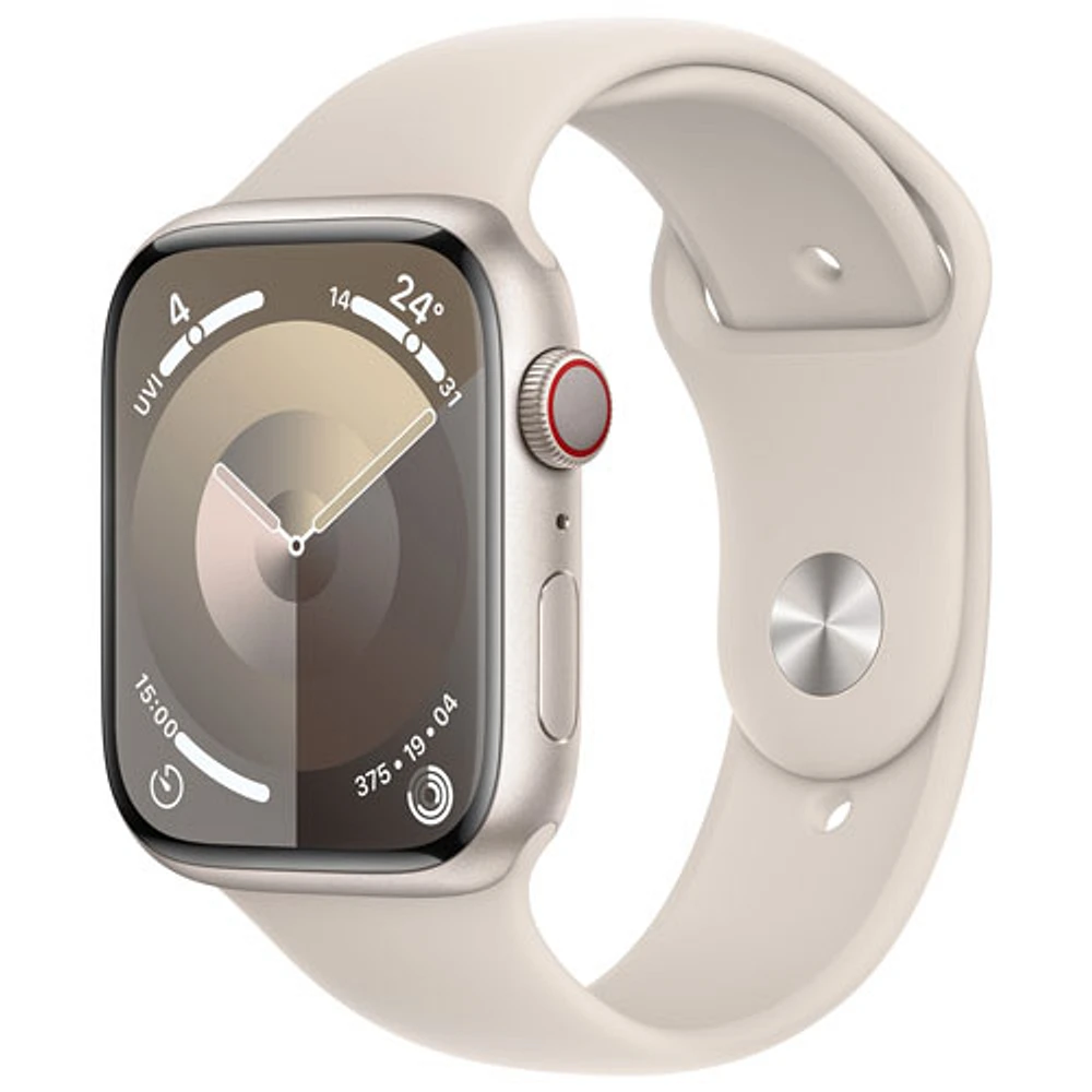 Virgin Plus Apple Watch Series 9 (GPS + Cellular) 45mm Starlight Aluminium Case w/Starlight Sport Band - S/M - Monthly Financing