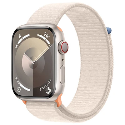 TELUS Apple Watch Series 9 (GPS + Cellular) 45mm Starlight Aluminium Case w/Starlight Sport Loop - S - Monthly Financing