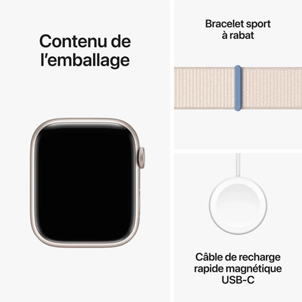 TELUS Apple Watch Series 9 (GPS + Cellular) 45mm Starlight Aluminium Case w/Starlight Sport Loop - S - Monthly Financing