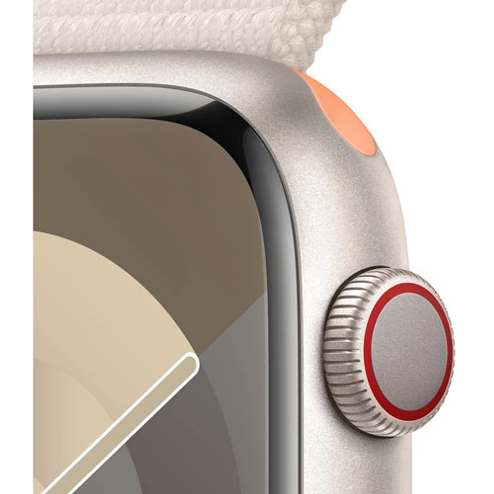 TELUS Apple Watch Series 9 (GPS + Cellular) 45mm Starlight Aluminium Case w/Starlight Sport Loop - S - Monthly Financing