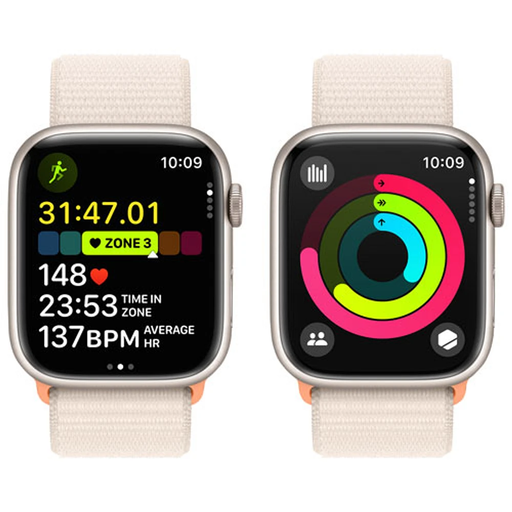 Virgin Plus Apple Watch Series 9 (GPS + Cellular) 45mm Starlight Aluminium Case w/Starlight Sport Loop - S - Monthly Financing