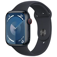 Apple Watch Series 9 (GPS + Cellular) avec boîtier de 45 mm en aluminium minuit et bracelet sport minuit par Bell - Moyen/Grand - Financement mensuel