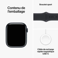 Apple Watch Series 9 (GPS + Cellular) avec boîtier de 45 mm en aluminium minuit et bracelet sport minuit par Bell - Moyen/Grand - Financement mensuel