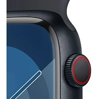 Apple Watch Series 9 (GPS + Cellular) avec boîtier de 45 mm en aluminium minuit et bracelet sport minuit par Bell - Moyen/Grand - Financement mensuel