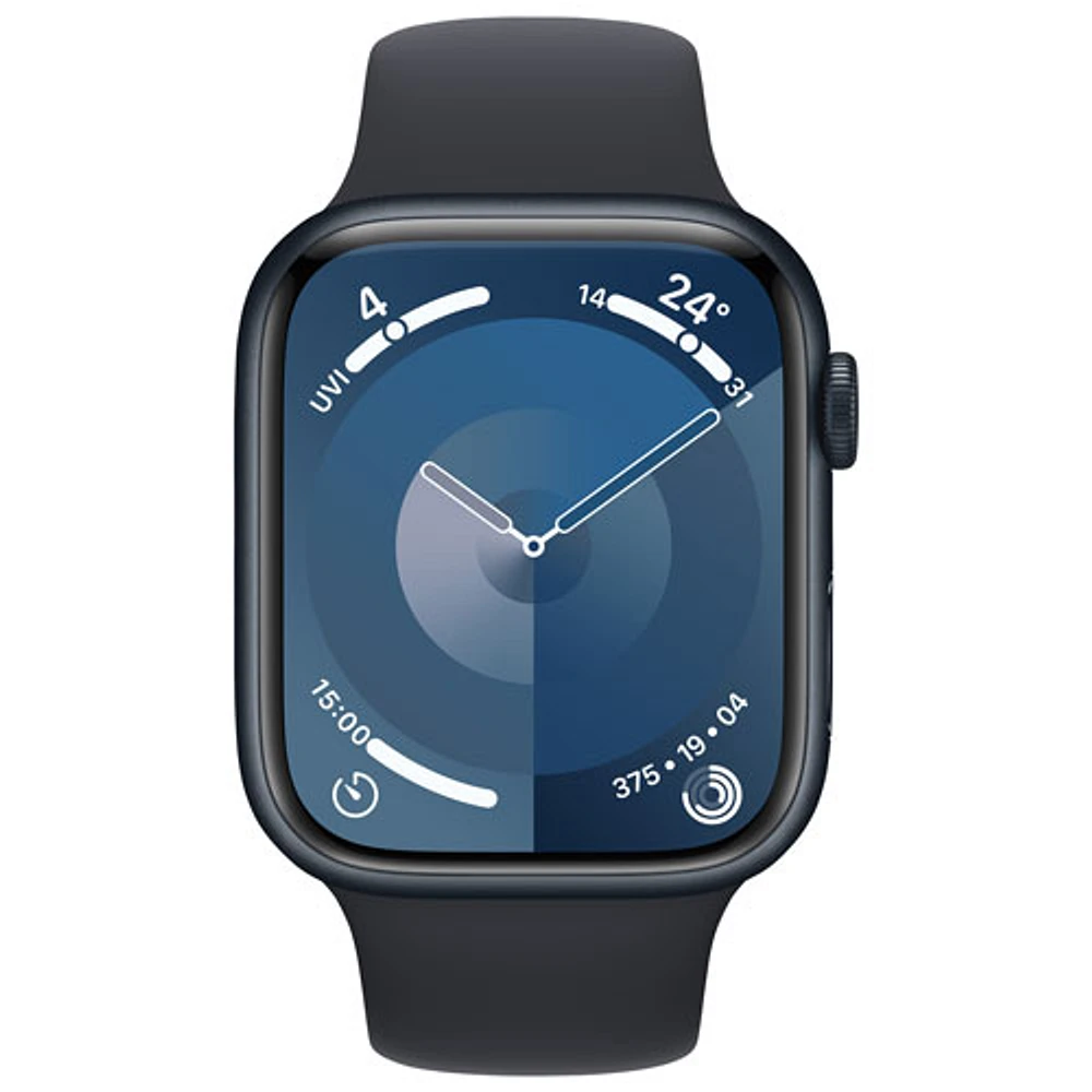 Apple Watch Series 9 (GPS + Cellular) avec boîtier de 45 mm en aluminium minuit et bracelet sport minuit par Virgin Plus - Moyen/Grand - Financement mensuel