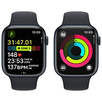 Apple Watch Series 9 (GPS + Cellular) avec boîtier de 45 mm en aluminium minuit et bracelet sport minuit par Virgin Plus - Moyen/Grand - Financement mensuel
