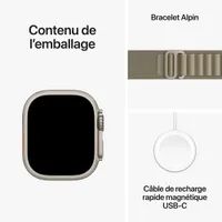 Apple Watch Ultra 2 (GPS + Cellular) avec boîtier de 49 mm en titane et bracelet Alpin olive par TELUS - Grand - Financement mensuel