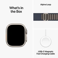 Apple Watch Ultra 2 (GPS + Cellular) avec boîtier de 49 mm en titane et bracelet Alpin bleu par Rogers - Moyen - Financement mensuel