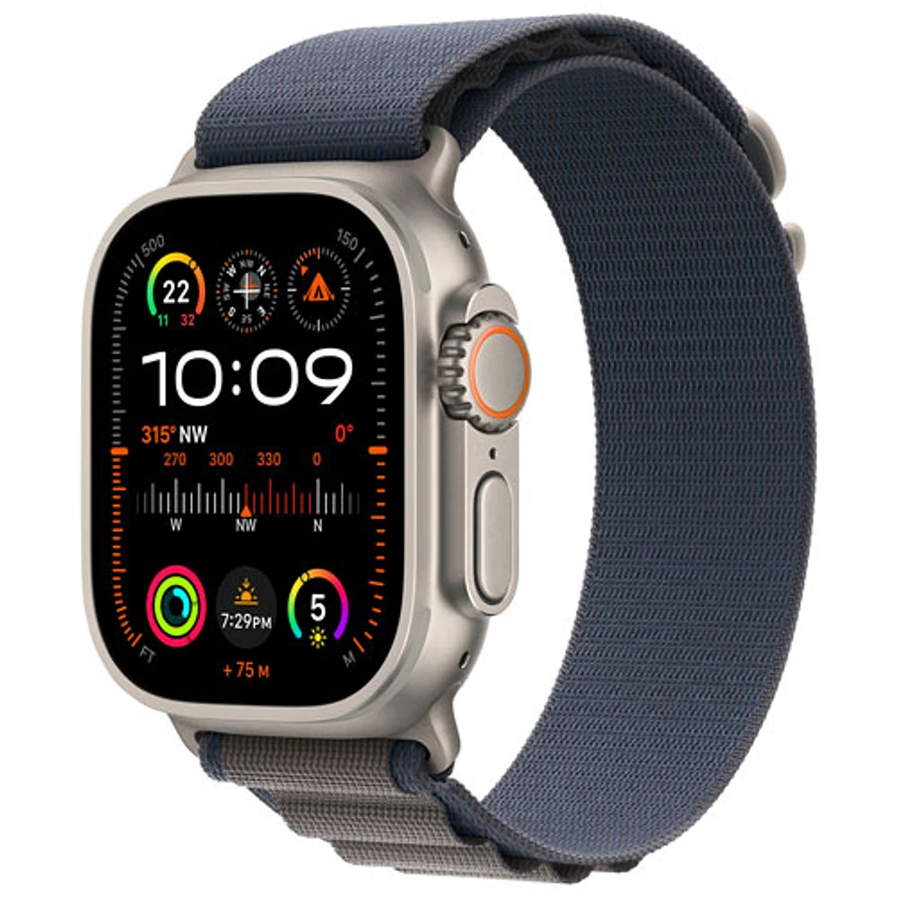 TELUS Apple Watch Ultra 2 (GPS + Cellular) 49mm Titanium Case w/Blue Alpine Loop - S - Monthly Financing